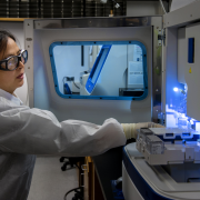 A CDC scientist performs one of the last steps in a poliovirus testing process. | CDC/ Holly Patrick, MS, MPH/James Gathany